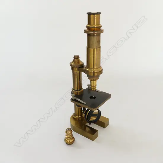 LATE 19thC ITALIAN BRASS MICROSCOPE by F. KORISTKA, MILAN, IN MAHOG BOX